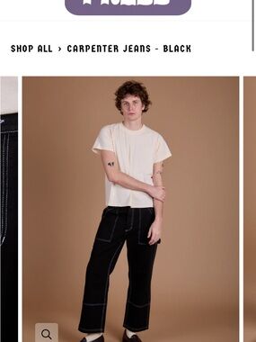 Big Bud Press Unisex Straight Leg Jeans in Black with White Stitching, M